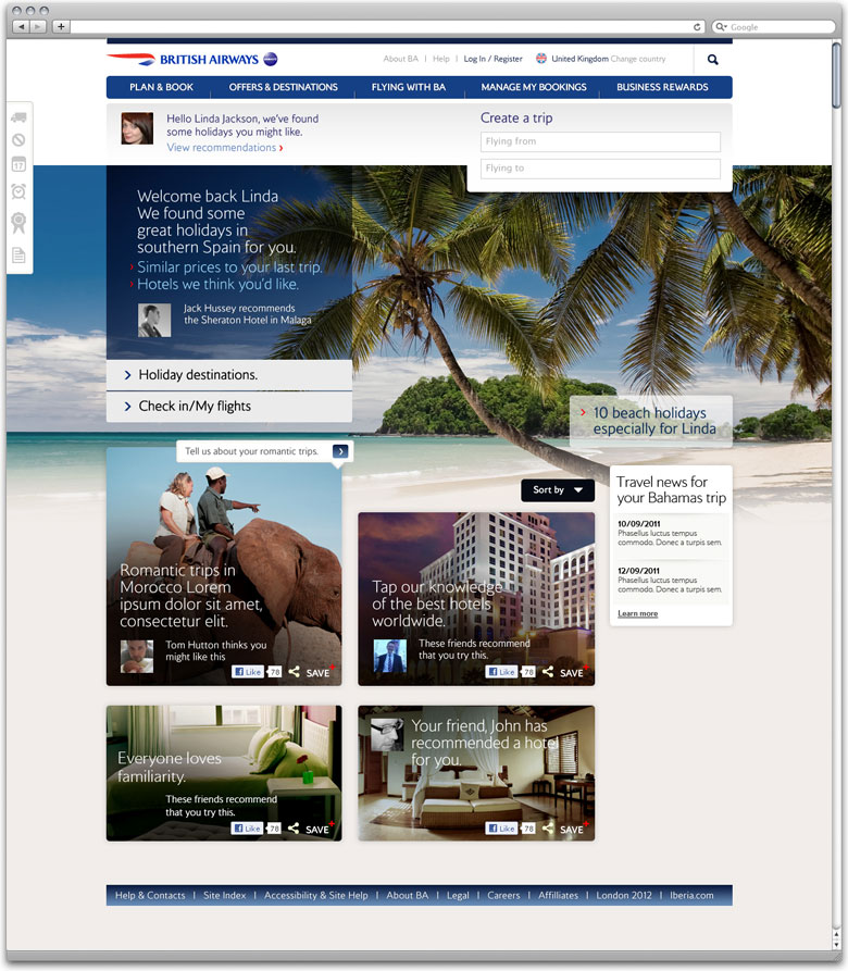 BA Homepage pitch work